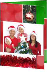 Weihnachtskarten mit eigenem Foto - Weihnachtskarte own picture in christmas collage red and green, rh