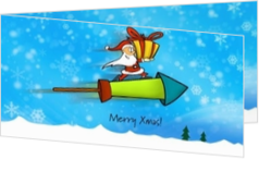 Cartoons und lustige Weihnachtskarten Designs - Weihnachtskarte santa with present, ll