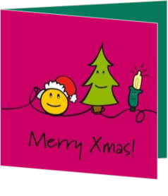 Cartoons und lustige Weihnachtskarten Designs - Weihnachtskarte christmastree decoration on pink, vk