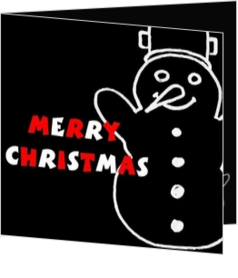 Cartoons und lustige Weihnachtskarten Designs - Weihnachtskarte white snowman on black, vk