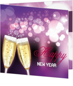 Neues Jahr Karten - Weihnachtskarte happy new year on purple/pink, vk