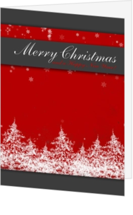 Weihnachtsbaum - rote weihnachtskarte mit weissen weihnachtsbaeume, rh