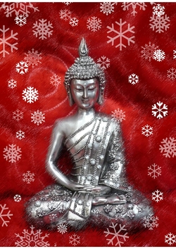 Weihnachtskarte Buddha rot Vorderseite